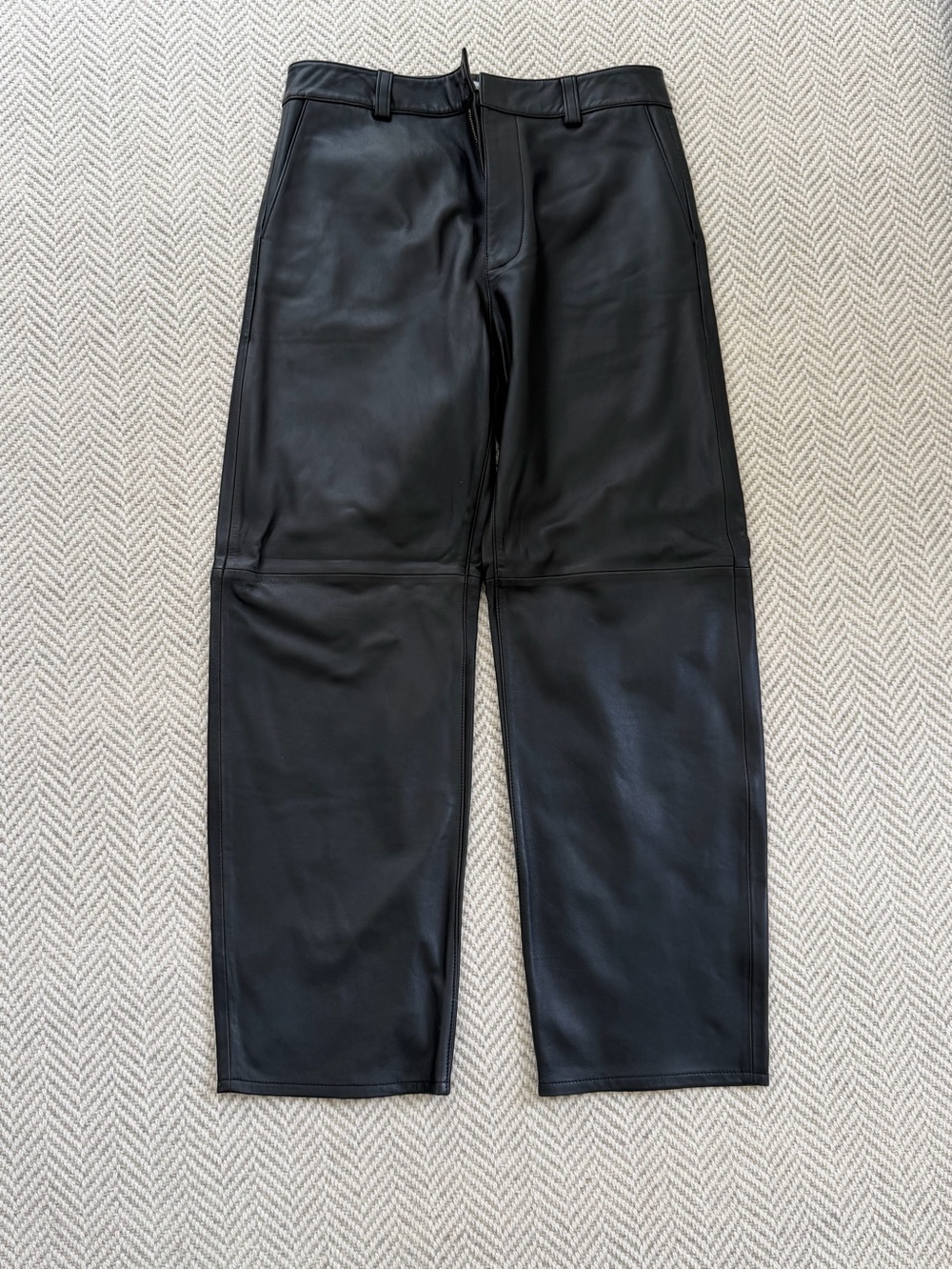 Madewell Black Faux Leather Trim Button-Front Skirt